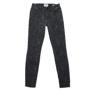 Frame Le Skinny de Jeanne Grey Black Python Snake Reptile Jeans 28